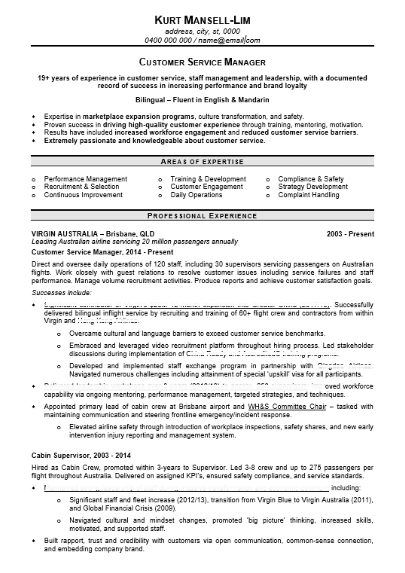 Resume For Aviation - Lisa Mahar » Meritude Career Services